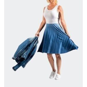 Lularoe Womens Nicki Sleeveless White & Blue Ombre Tank Dress Large